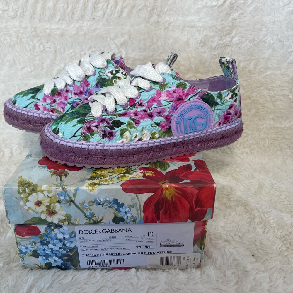 Dolce & Gabbana Floral Sneakers - Pink and Green